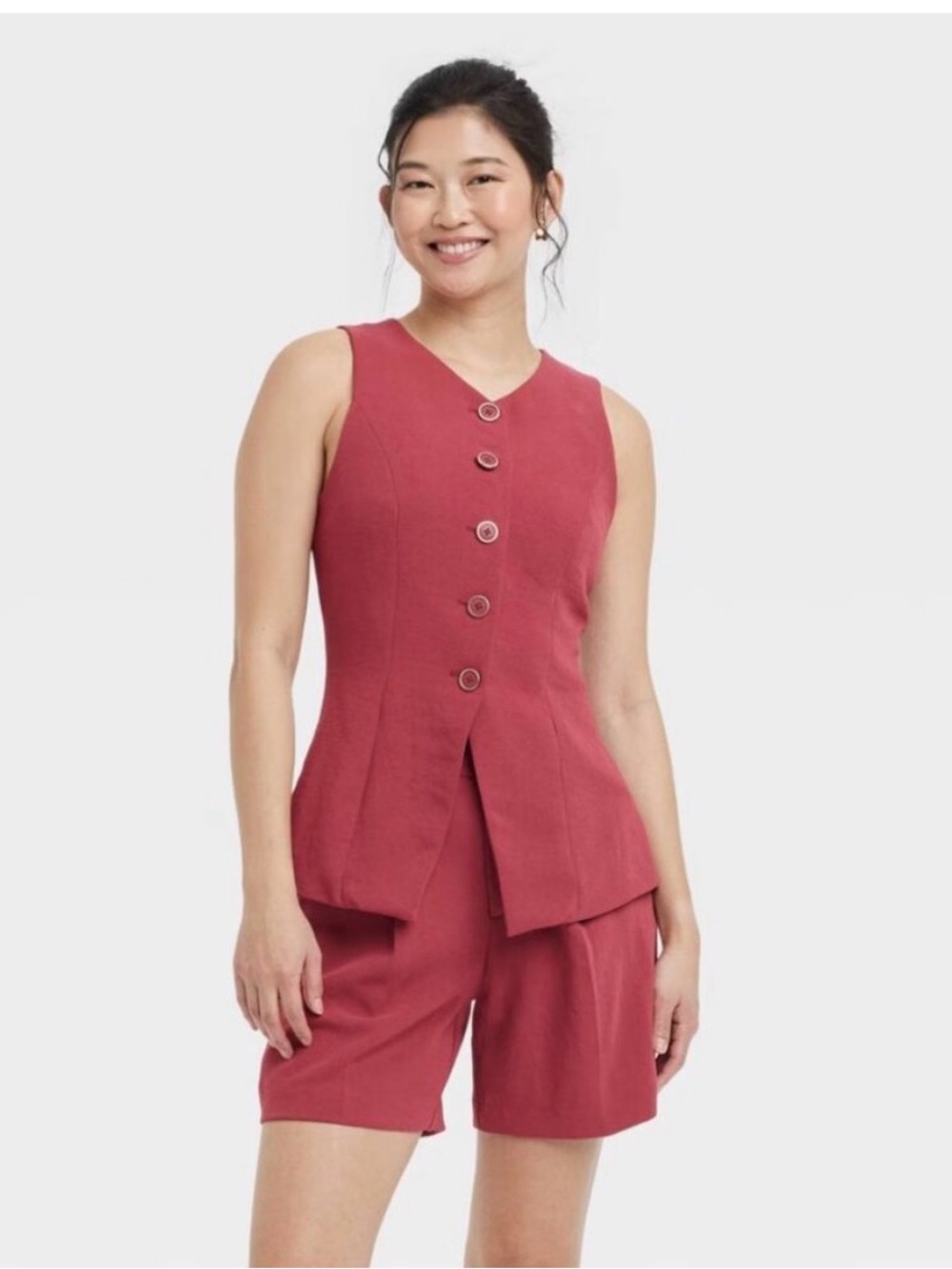 A New Day Long Line Vest in Burgundy
